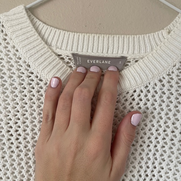 Everlane White Knit cotton crewneck Sweater size small - Picture 6 of 11